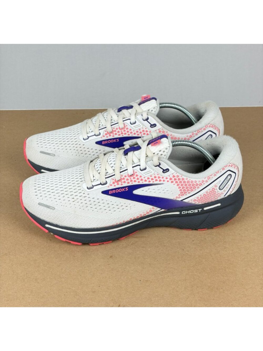 Brooks Ghost 14 Athletic Running Shoes Womens 10 White Purple Pink Breathable - Picture 10 of 10